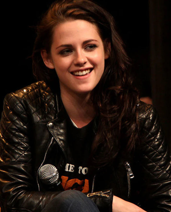 Kristen Stewart-inspired leather biker jacket for women in USA