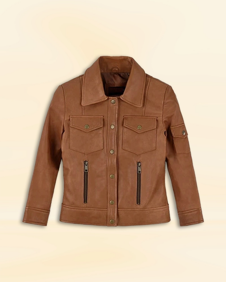 Gigi Hadid slays in a brown slim-fit leather jacket in USA market