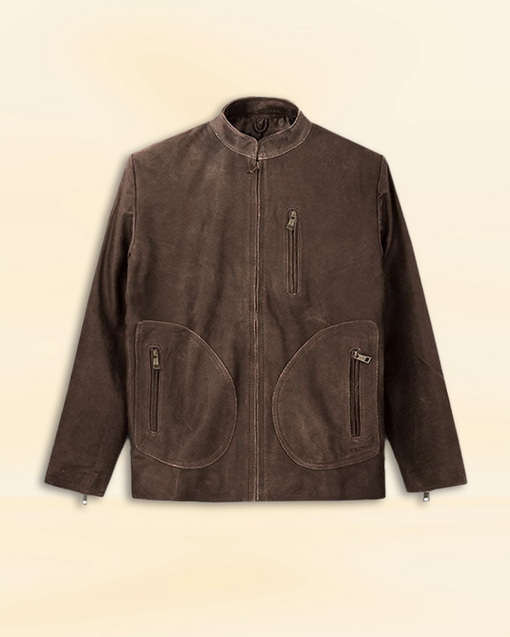Dwayne Johnson Leather Jacket - Rock a rugged look with this brown leather jacket worn by the iconic Dwayne Johnson in the movie Rampage. in USA market