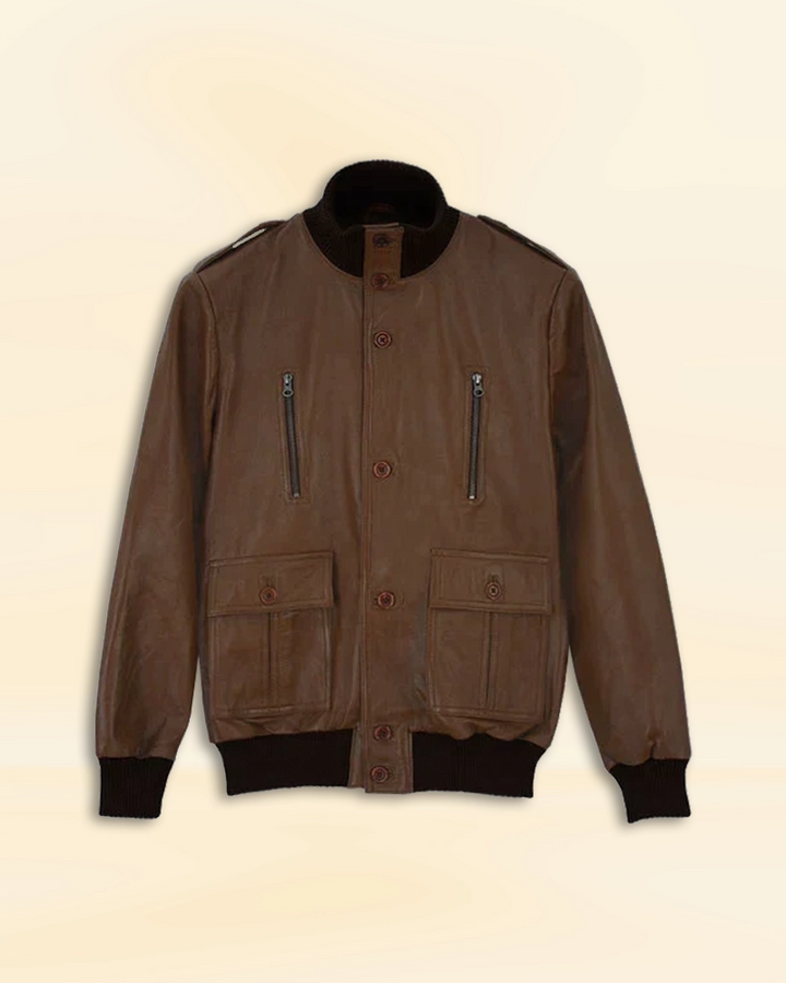 Cristiano Ronaldo donning a stylish brown leather jacket n American style
