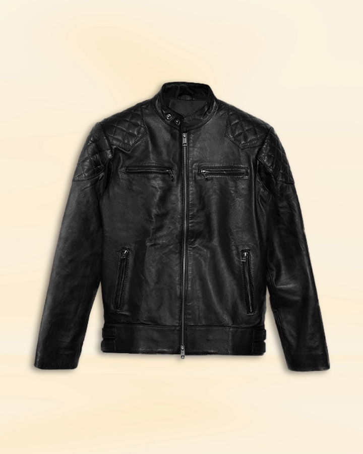 David Beckham Black Stylish Leather Jacket - Embody sophistication with this black leather jacket, as worn by the fashion icon David Beckham. in USA market