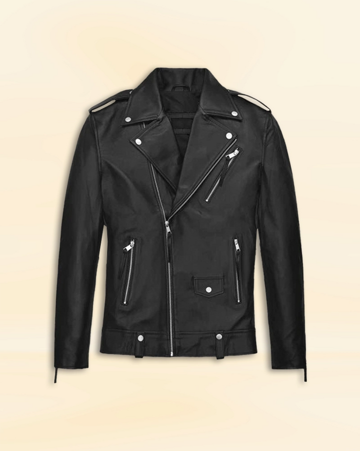 Ansel Elgort Leather Jacket - A trendy leather jacket worn by actor Ansel Elgort, exuding style and fashion-forward appeal. in USA market