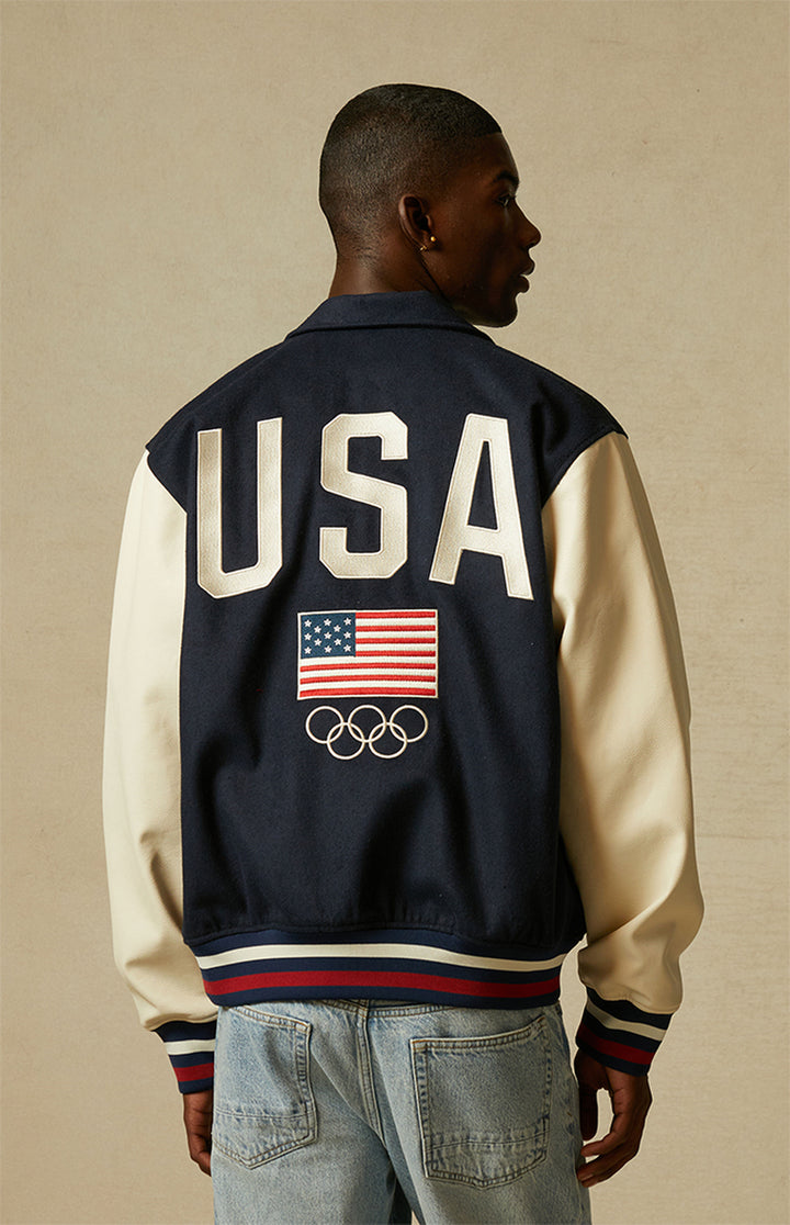 Classic varsity jacket featuring Team USA logo in United State Market