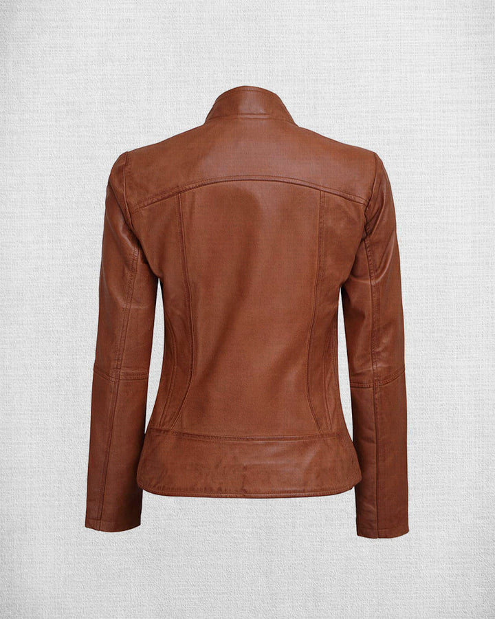 Timeless brown leather jacket perfect for any outfit in USA