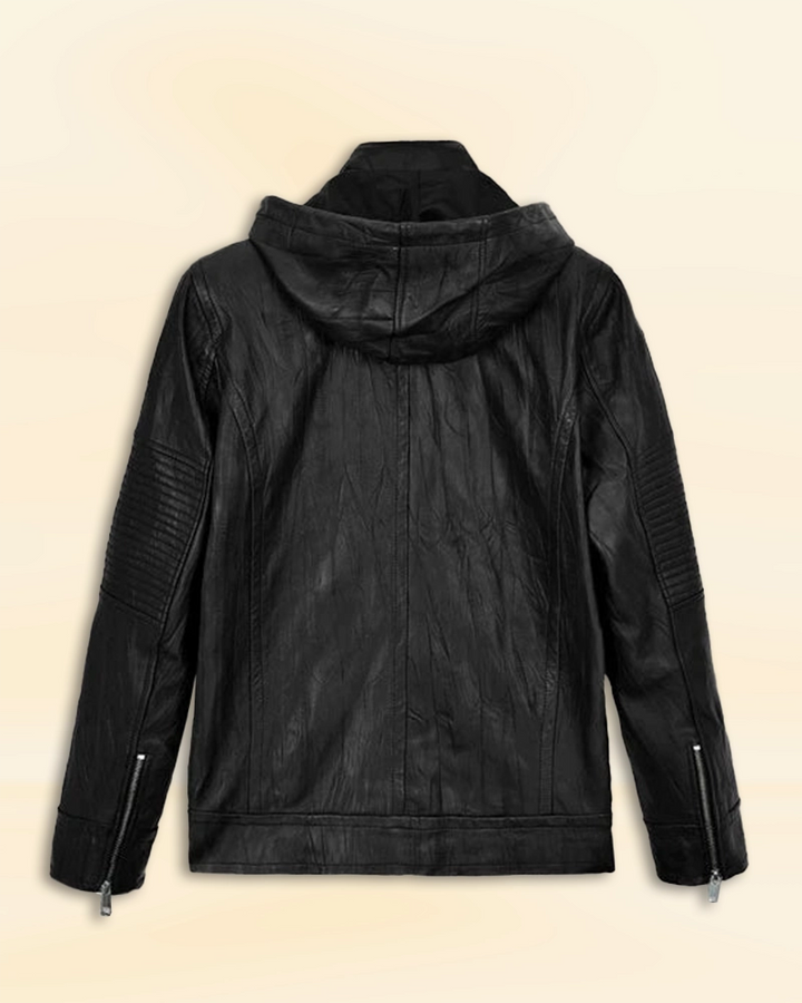 Emulate Tom Cruise's effortlessly cool style with the Ghost Protocol black hoodie leather jacket in German market
