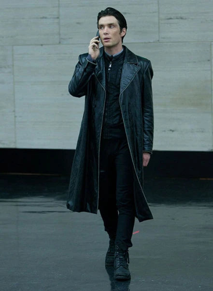 Buy In Time Long Leather Coat worn by Cillian Murphy