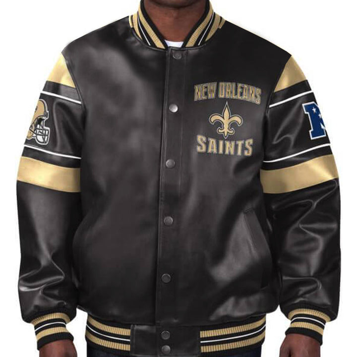 Official New Orleans Saints leather jacket in multiple colors in USA