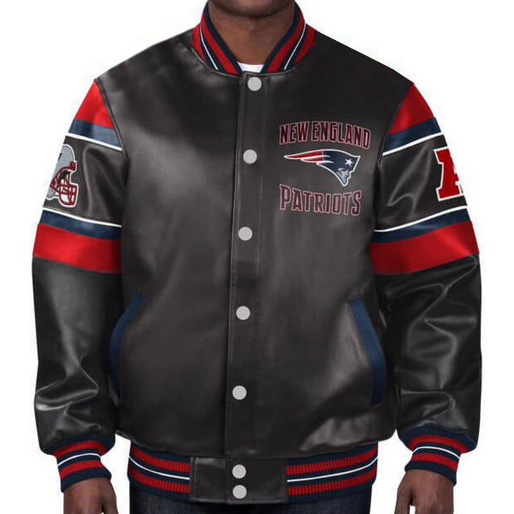Official Patriots multicolor leather jacket for men and women in USA