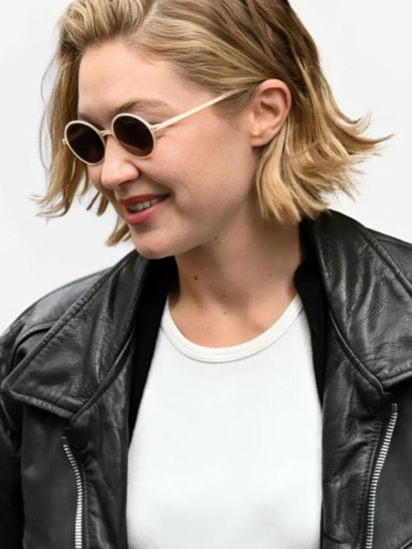 Buy Gigi Hadid 2024 Paris Fashion Week Leather Jacket