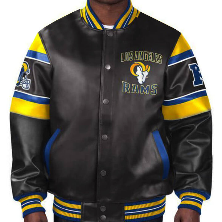 Stylish NFL Rams leather jacket with multiple colors in USA