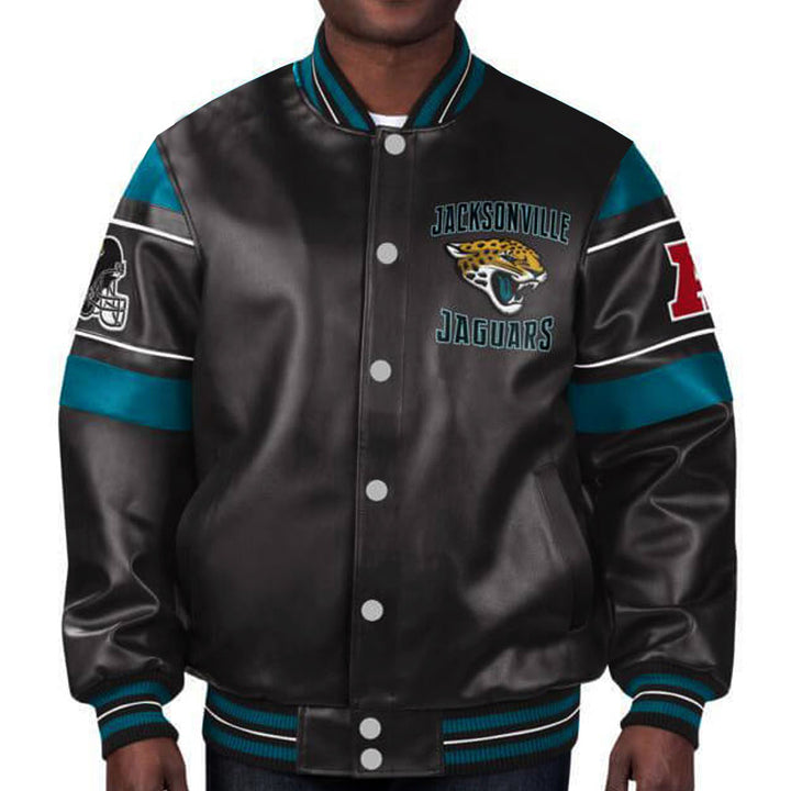 Official Jacksonville Jaguars black leather jacket for men and women in USA