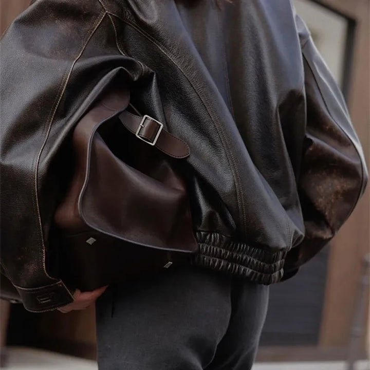 All-occasion vintage style bomber jacket in faux leather in USA