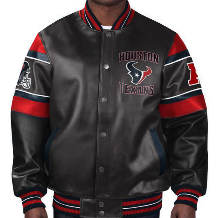 Men’s and women’s Houston Texans multicolor leather jacket in USA
