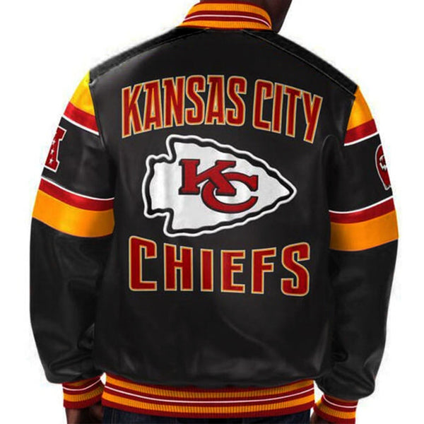 Kansas City Chiefs leather jacket with official team logo front in USA