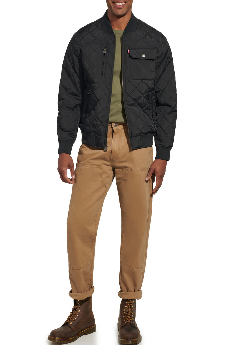 Stylish quilted nylon bomber jacket with a modern design in American Style