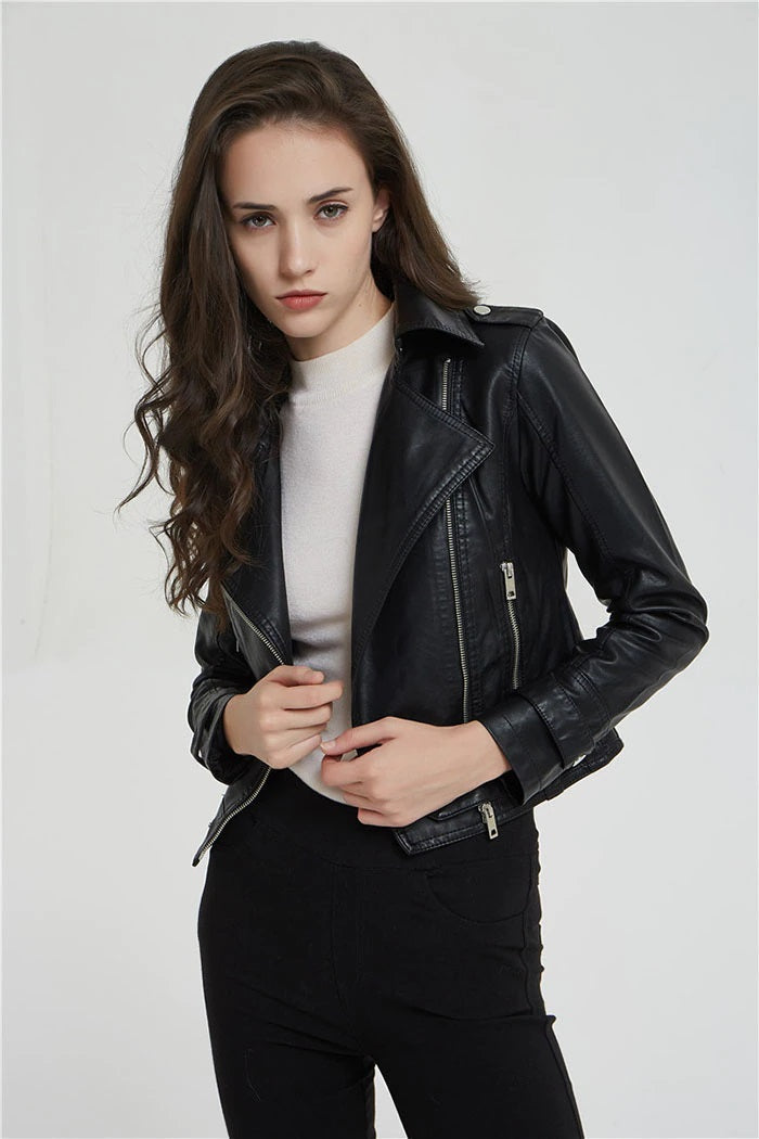 Short Zipper Biker Jacket by TJS
