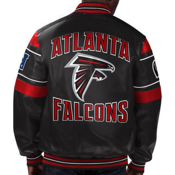 Atlanta Falcons leather jacket with official team logo front in USA