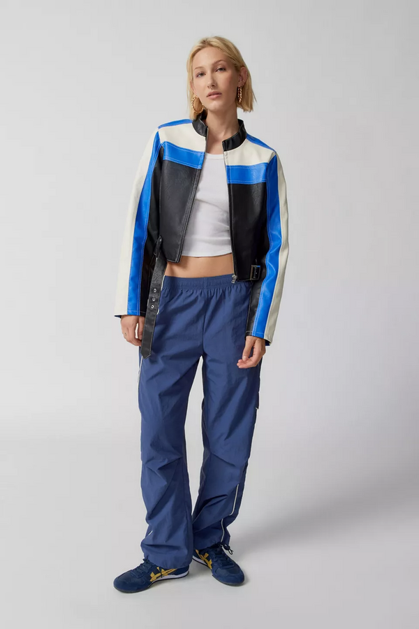 Buy Women Premium Real Leather Fit Racer Moto Jacket