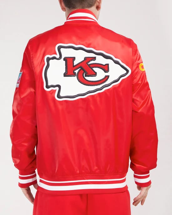Men’s Kansas City Chiefs satin jacket with ribbed cuffs in USA