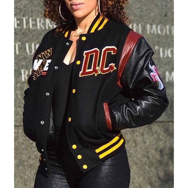 Elian Kub Washington Commanders cropped varsity jacket front view in USA