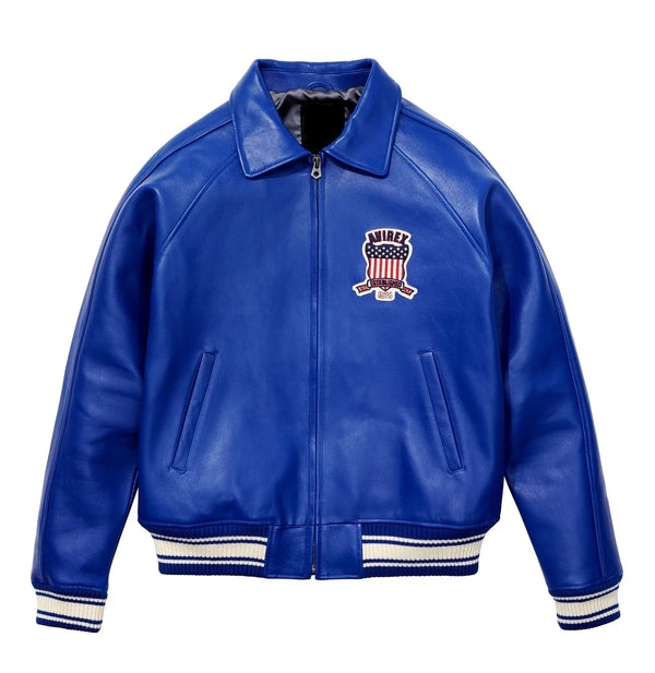 Buy Blue Icon Leather Jacket