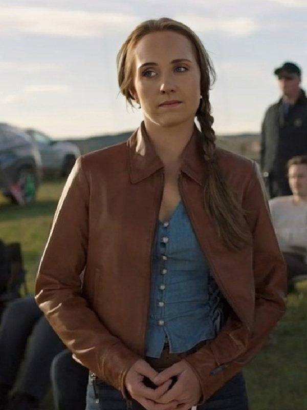 Amy Fleming Heartland S018 Brown Leather Jacket for Women in USA