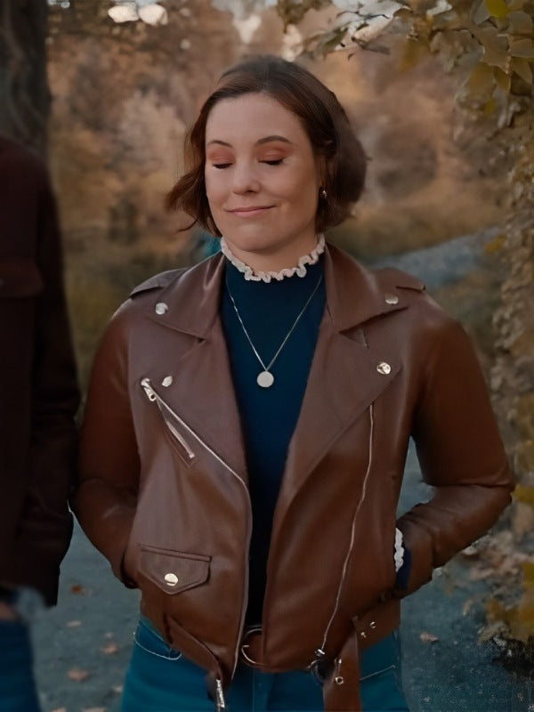 2024 Ashley Williams Falling Together Brown Leather Jacket | Stylish Women's Outerwear in USA