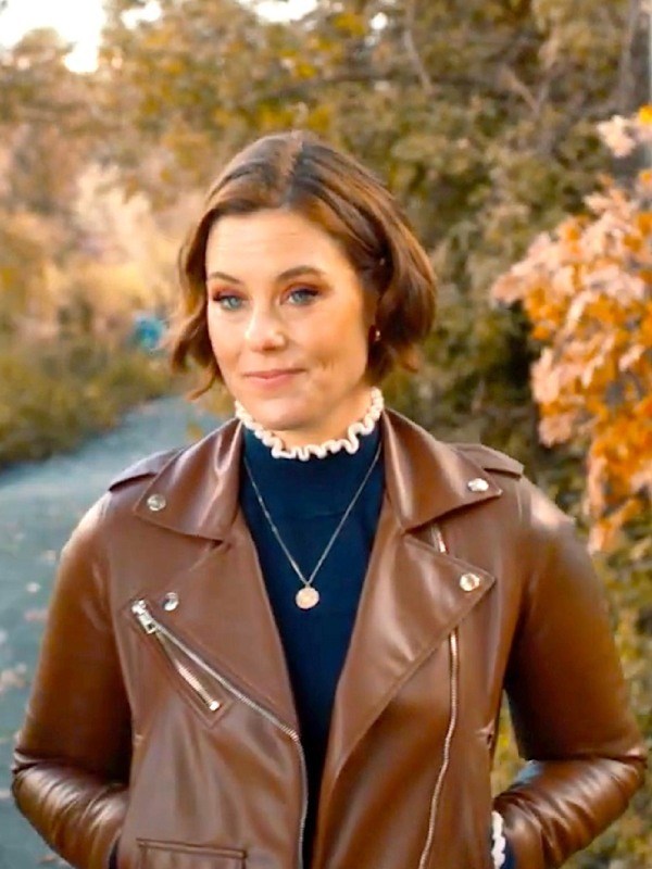 Women's Brown Leather Jacket by Ashley Williams | Falling Together 2024 Fashion in American Style
