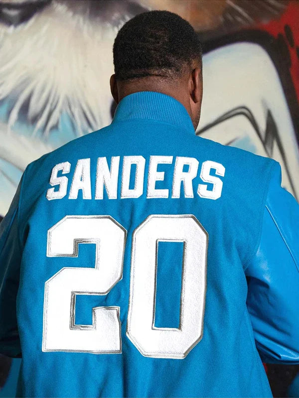 Snap-front Detroit Lions varsity jacket in traditional team colors in USA