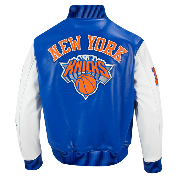 Shop NBA NEW YORK KNICKS CITY SIGNATURE MEN'S LEATHER VARSITY JACKET