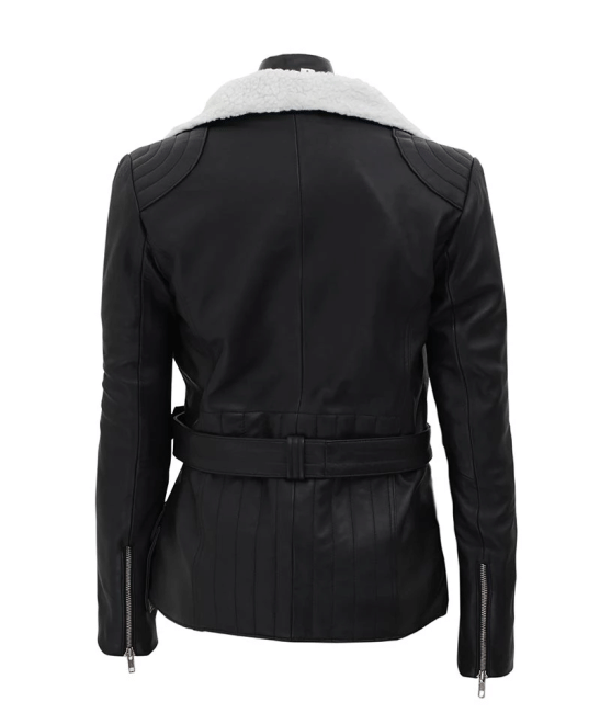 Fashionable black faux fur outerwear in American style