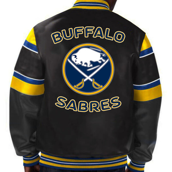 Wrap yourself in Sabres glory with this finely crafted leather jacket, perfect for die-hard fans who demand both fashion and team support in USA