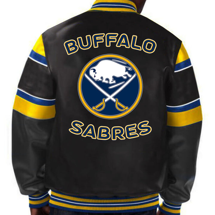 Wrap yourself in Sabres glory with this finely crafted leather jacket, perfect for die-hard fans who demand both fashion and team support in USA