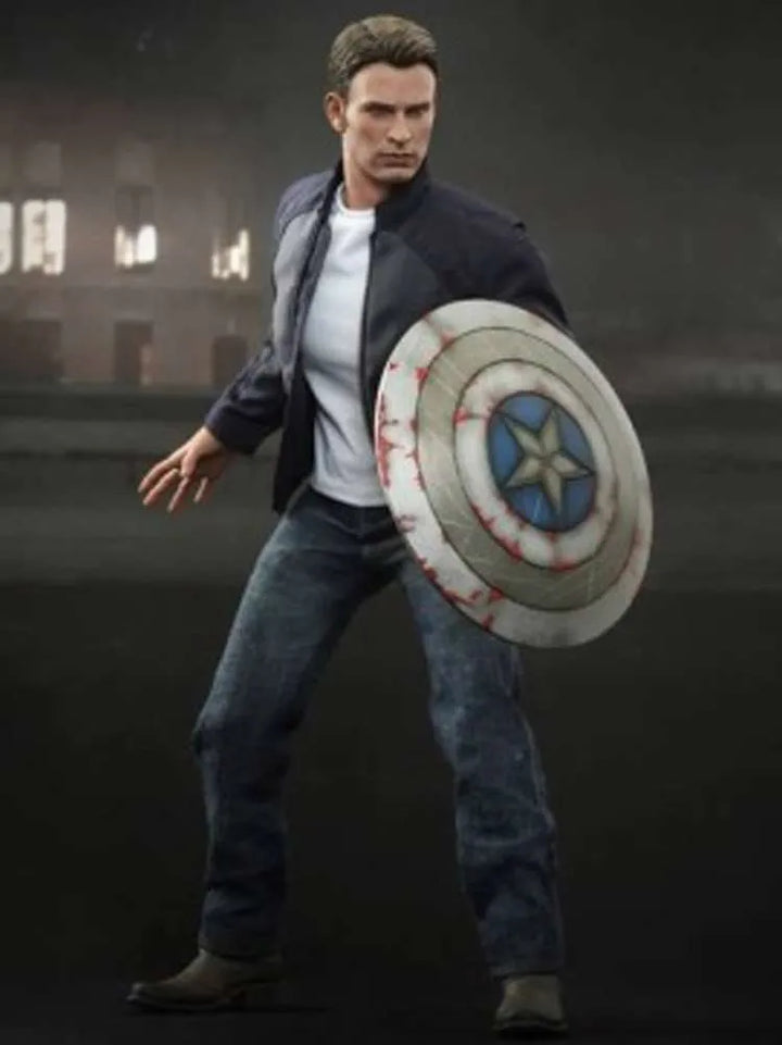 Fashionable Steve Rogers Captain America jacket in blue color in USA