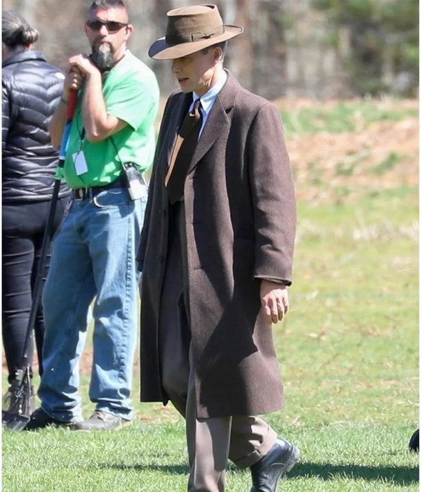 Buy Oppenheimer Movie Brown Wool Coat worn by Cillian Murphy J. Robert
