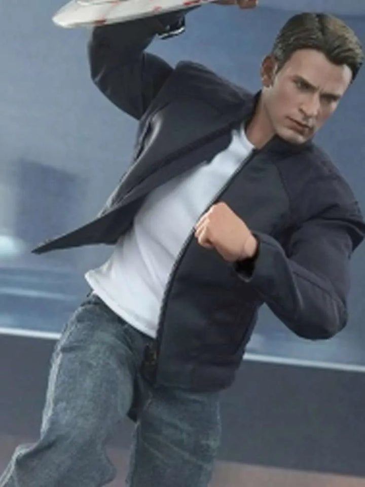 Blue leather jacket worn by Steve Rogers as Captain America in USA
