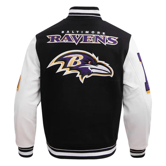 Unisex Baltimore Ravens NFL jacket with ribbed cuffs and hem in USA