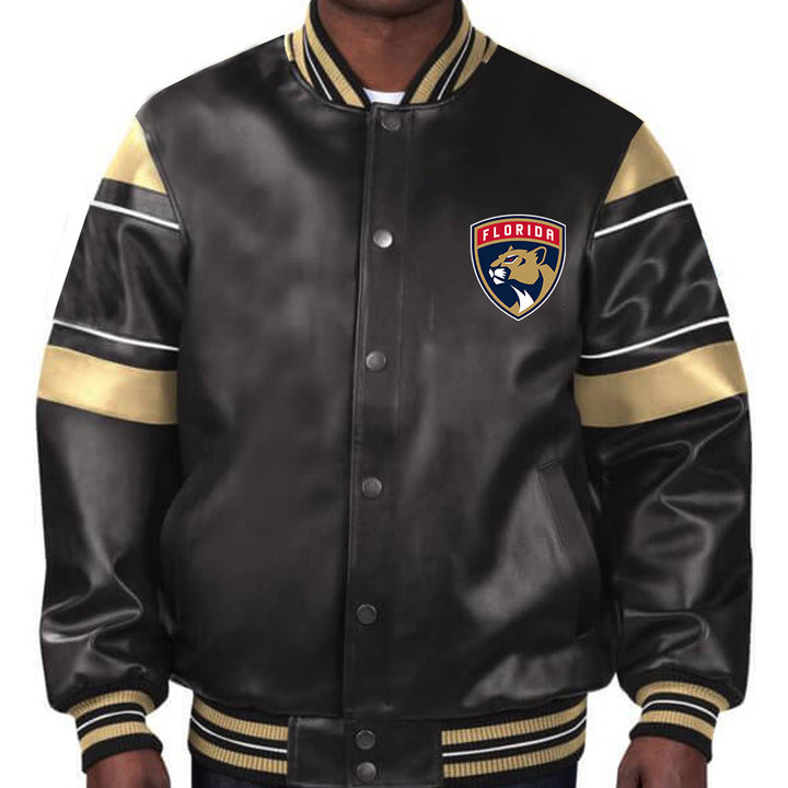 Elevate your game day attire with this officially licensed Florida Panthers leather jacket, an essential for passionate supporters in USA