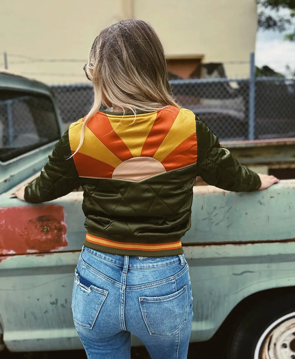 Buy Olive Green Rising Sun Jacket | Unisex Fashion Jacket