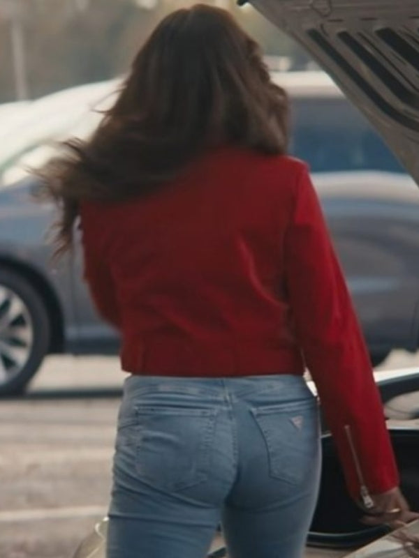Grosse Pointe Garden Society Melissa Fumero Red Leather Jacket in United State Market
