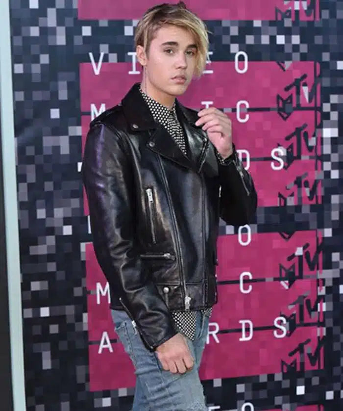 Justin Bieber Black Leather Jacket in German Market