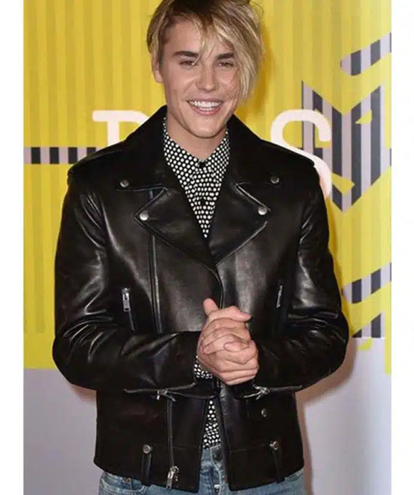 Justin Bieber Black Leather Jacket in USA