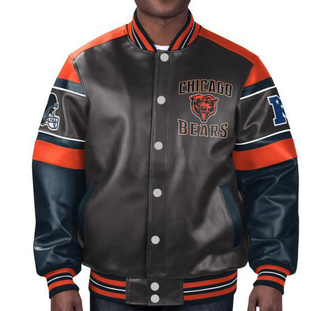 NFL Chicago Bears varsity style leather jacket for men and women in USA