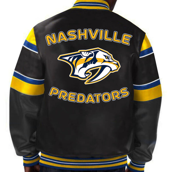 Step out in true Predators fashion with this meticulously detailed leather jacket, echoing the team's intensity and determination in France style