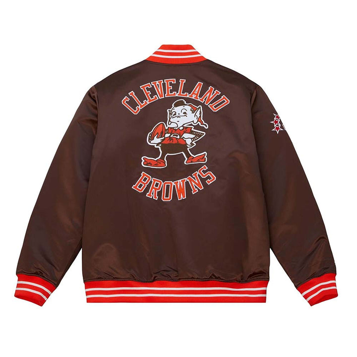 Shiny NFL satin jacket for Cleveland Browns fans in American Style