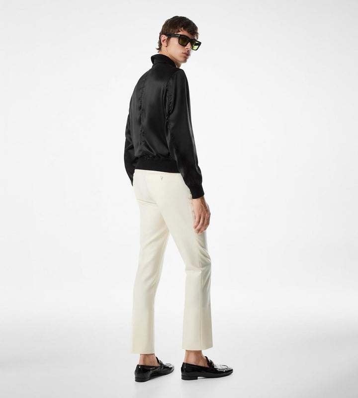 Elegant silk satin blouson jacket with reversible design in United State Market