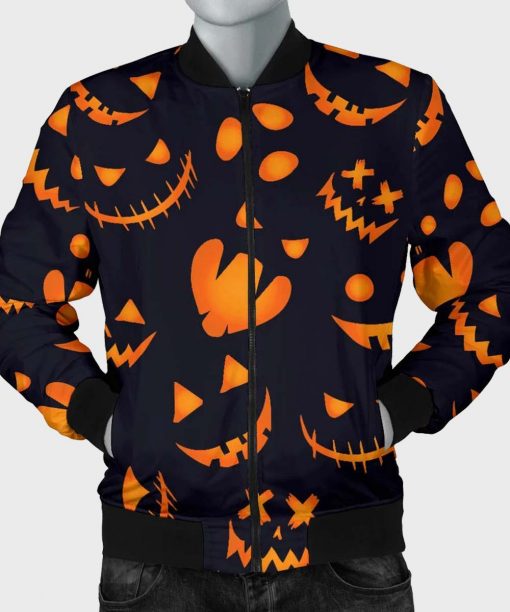 Shop Halloween Pattern Pumpkins Bomber Jacket