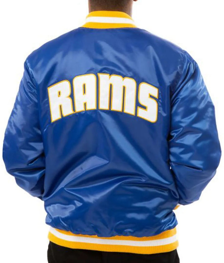 NFL LA Rams Satin Jacket in Exclusive Blue in USA