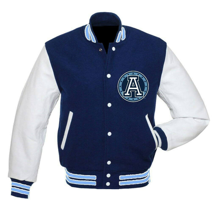 Back View Toronto Argonauts CFL Navy Blue And White Varsity Jacket by TP
