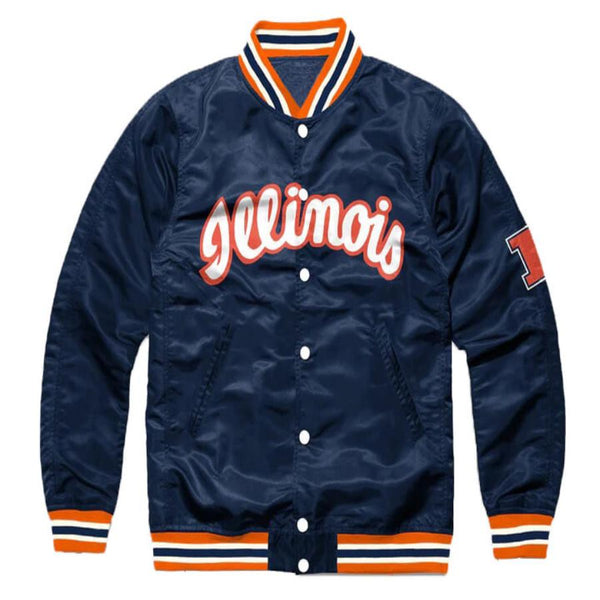 Vtg University Of Illinois Script Satin Jacket in usa
